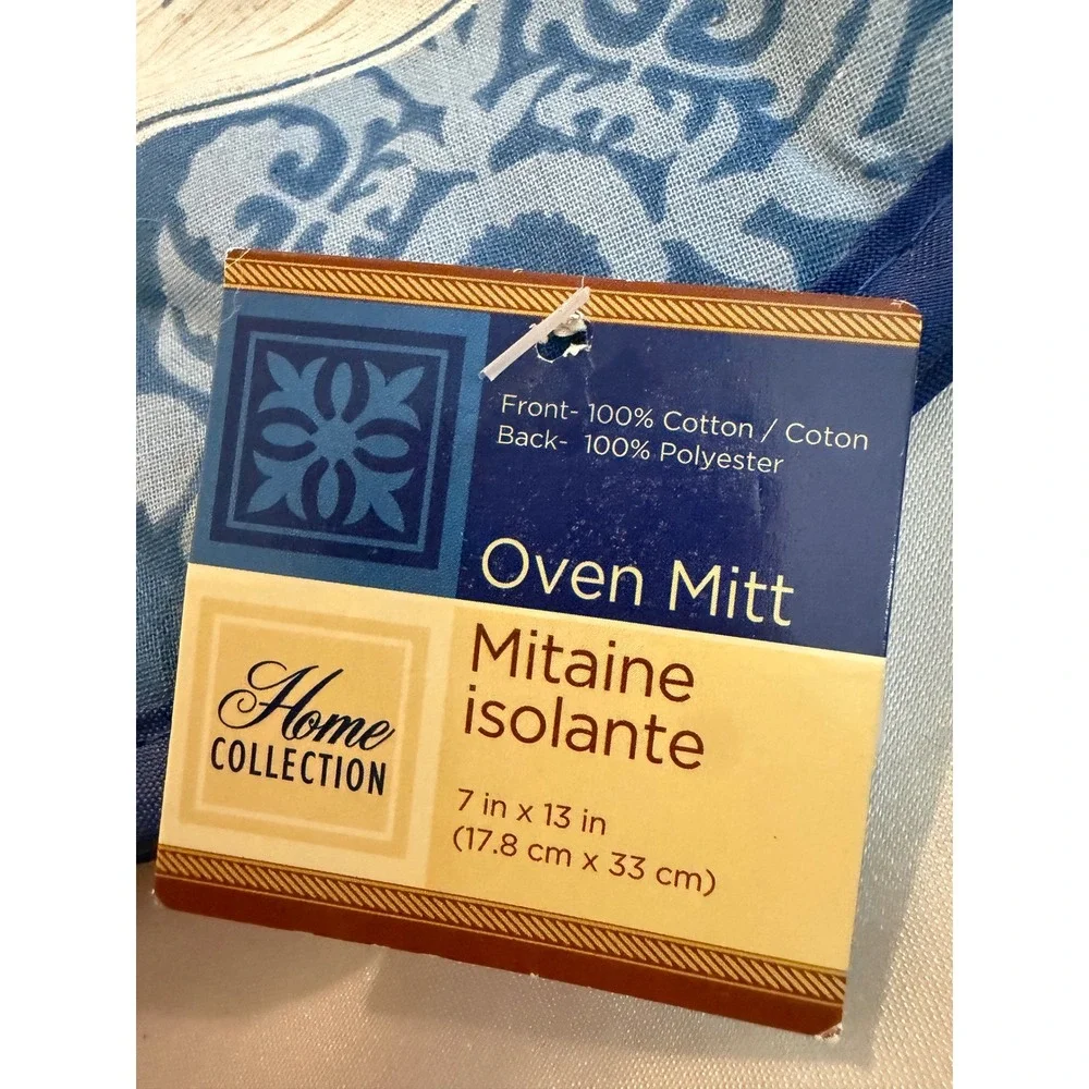 Home Collection Blue Damask Live What You Love Oven Mitt and 2pk Pot Holders Set